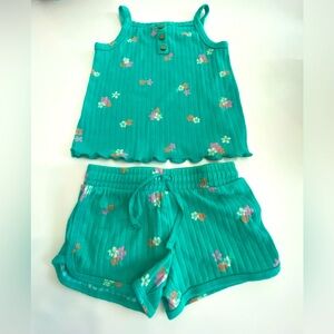 Cat & Jack Green Floral Kids Matching Set
